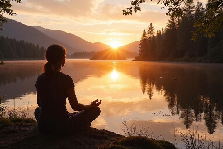 A calm, meditative scene in nature