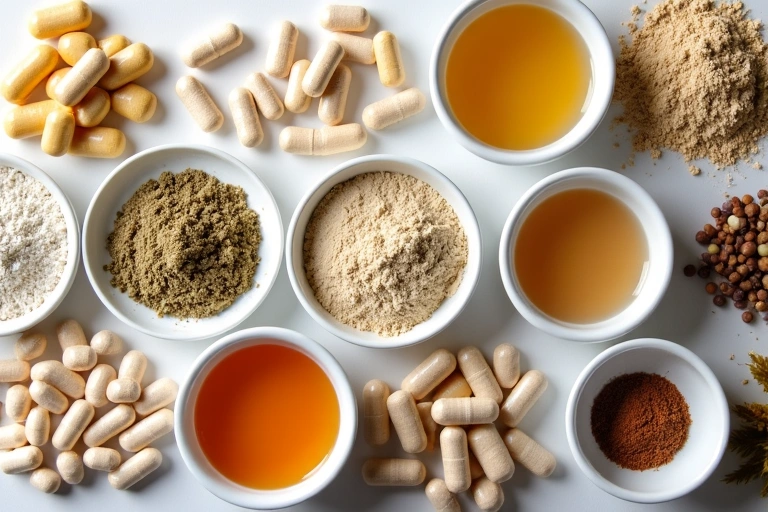 Various natural supplements in different forms
